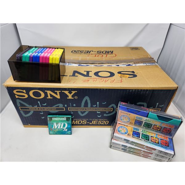 Vintage Sony Mini Disc Player and Discs