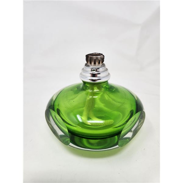 Vintage Heavy Art Glass Oil Lamp