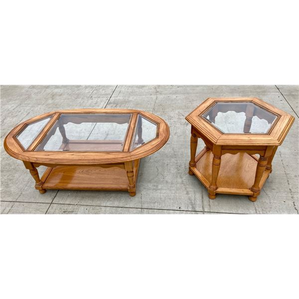 GLASS TOP COFFEE AND SIDE TABLE