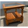 Image 1 : GLASS TOP WOODEN SIDE TABLE WITH DRAWER
