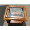 Image 2 : GLASS TOP WOODEN SIDE TABLE WITH DRAWER