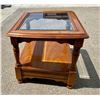 Image 4 : GLASS TOP WOODEN SIDE TABLE WITH DRAWER
