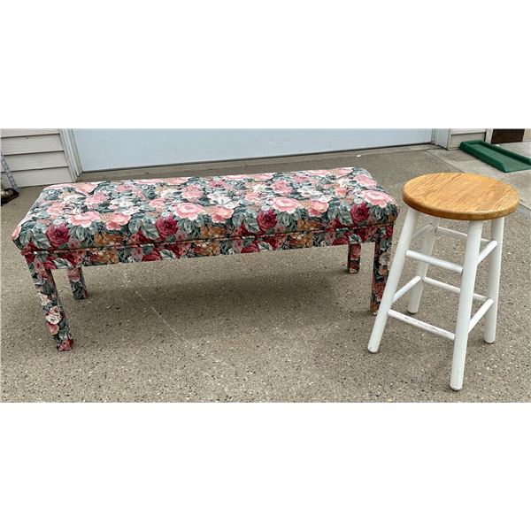 FLORAL BENCH AND STOOL