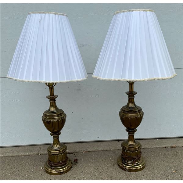 BRASS LAMPS, MATCHING PAIR - WORK