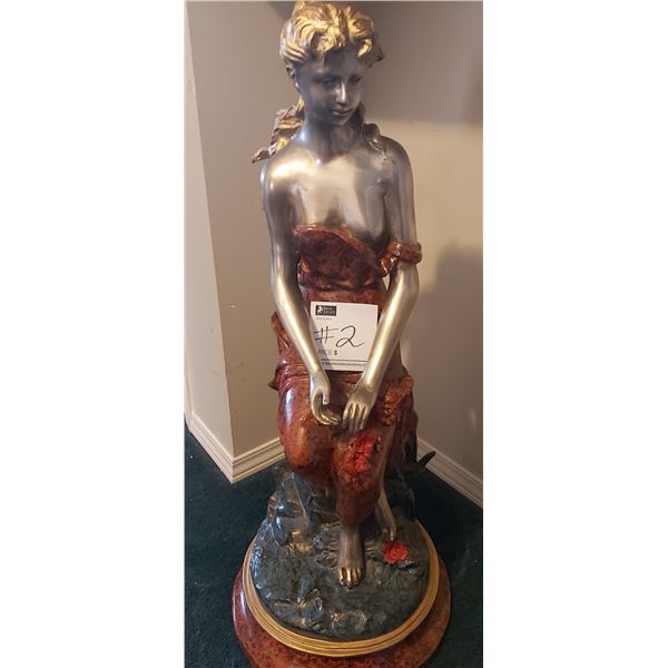 Beautiful Metal Statue of Woman (30"H x 13"W at Base)