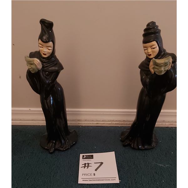 2 x Japanese Wooden Figurines