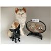 Image 1 : Wien Large Cat Statue With A Chihuahua Coin Bank & Decorative Asian Panda Ornament