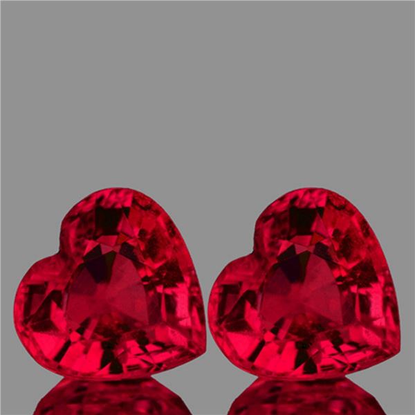 Natural Red Mozambique Ruby Heart Pair {VVS}