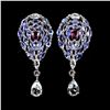 Image 1 : Natural  Aquamarine  Rhodolite  Garnet Tanzanite Earrings