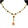 Image 1 : Natural Sunstone Pear 14x10 mm & Garnet Necklace