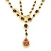 Image 3 : Natural Sunstone Pear 14x10 mm & Garnet Necklace