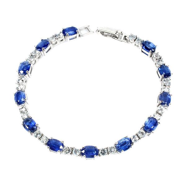 Natural Cornflower Blue Kyanite Aquamarine Bracelet