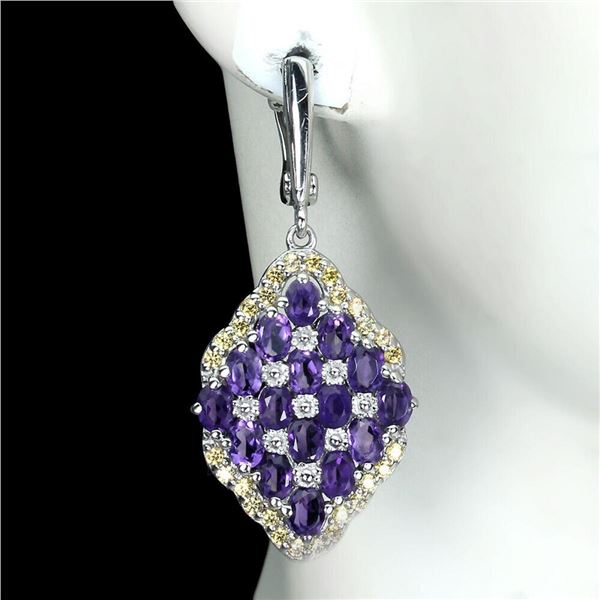 Natural Amethyst & Sapphire Earrings