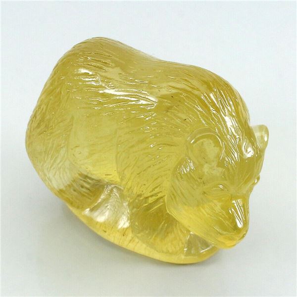 Natural Yellow Lemon Quartz Handcaved Bear 245.09 CT
