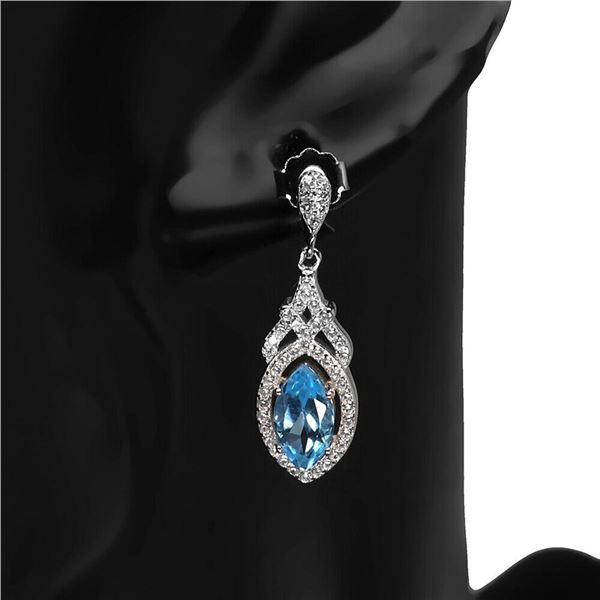 Natural Swiss Blue Topaz Earrings