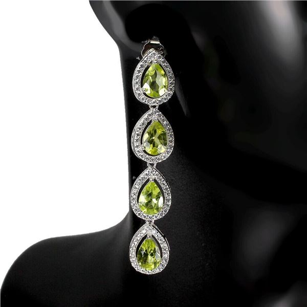 Natural Pear Green Peridot Earrings