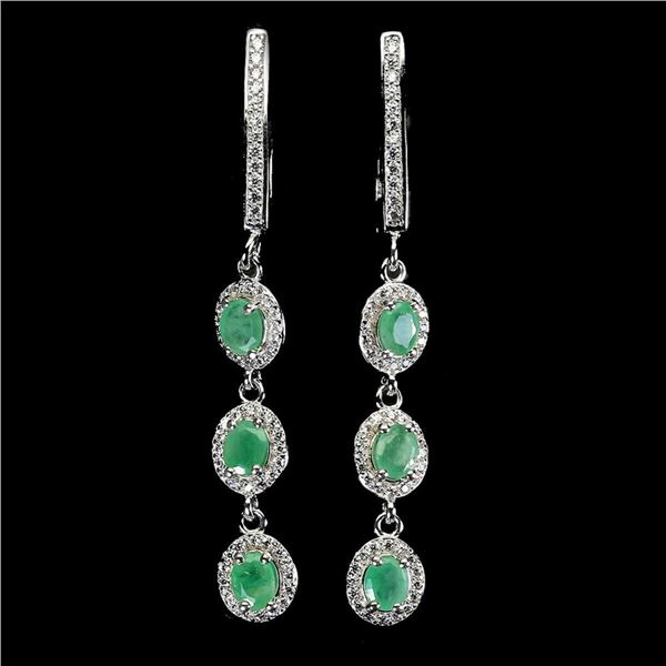 Natural Untreated Colombian Green Emerald Earrings