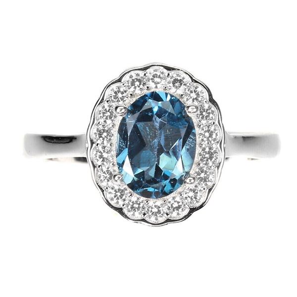 Natural  Oval London Blue Topaz Ring