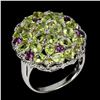 Image 2 : Natural Peridot Rhodolite Garnet Sapphire Ring