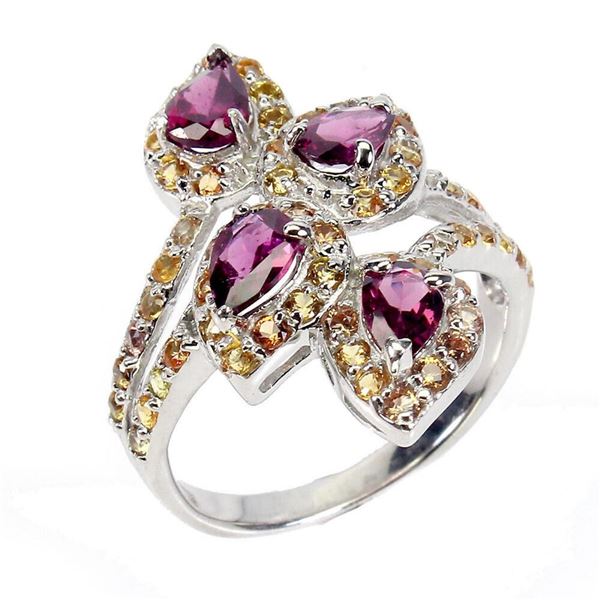 Natural Rhodolite Garnet Sapphir Ring