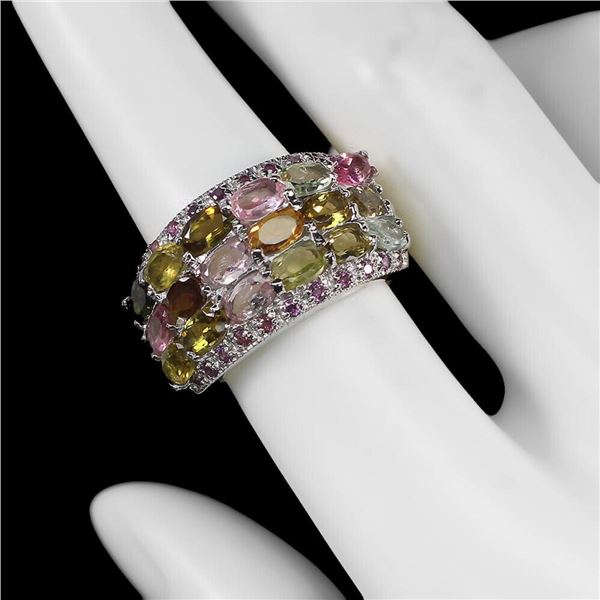 Natural Tourmaline  Rhodolite Garnet Ring