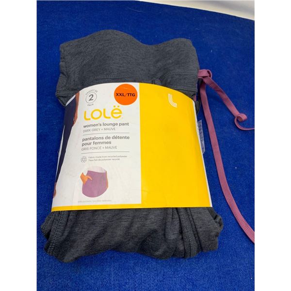 Lole Women's Lounge Pant-Dark Grey and Mauve (XXL)