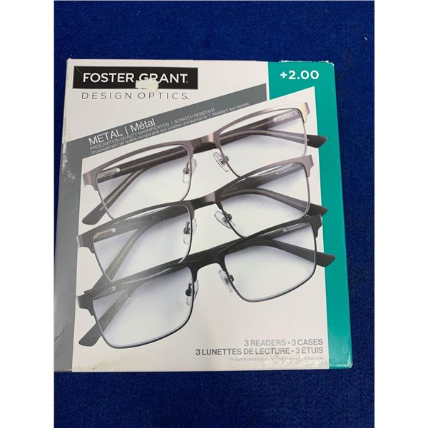 Foster Grant Metal Readers Glasses (2.00) 3pk
