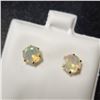 Image 3 : 10K Yellow Gold Natural Opal(1.28ct) Earrings (~weight 0.77g), Made in Canada, Appraised Retail $730