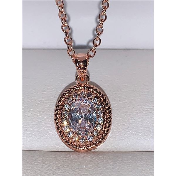 Rose oval cut 1.0 carat solitaire Oendant & Chain Set