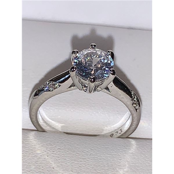 Precious Ladies 3/4 Carat Brilliant Cut Solitaire Silver .925 Engagement Ring size 7