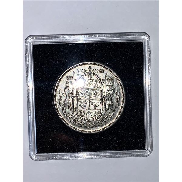 Canada 1957 Vintage Half Dollar Silver Cased Coin