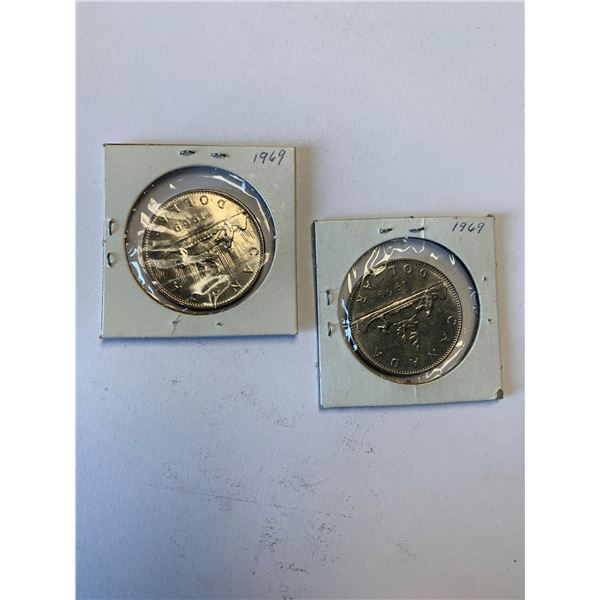 LOT of 2 - Vintage 1969 Canada Voyageur $1.00 Coins