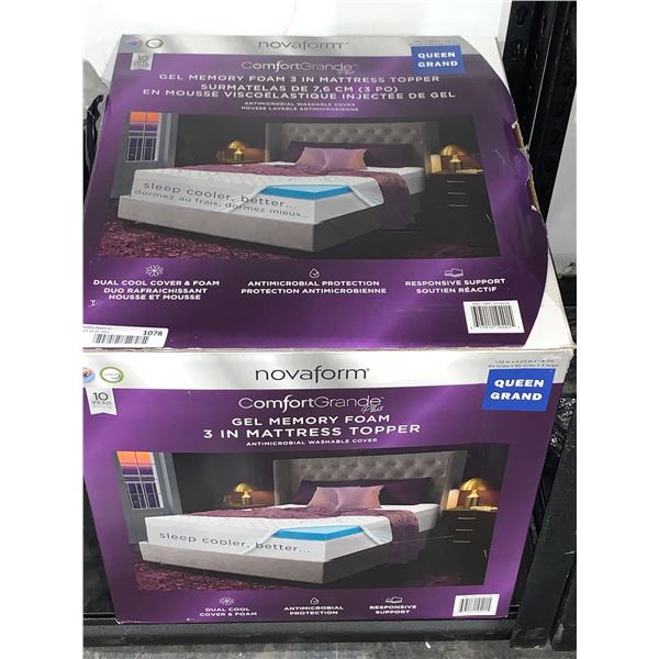 NovaForm Comfort Grande Plus Gel Memory Foam 3" Mattress Topper Queen Size