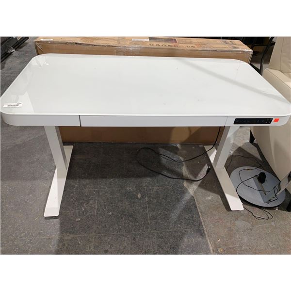 airLIFT Modern Height Adjustable Electric Glass Desk with Drawer