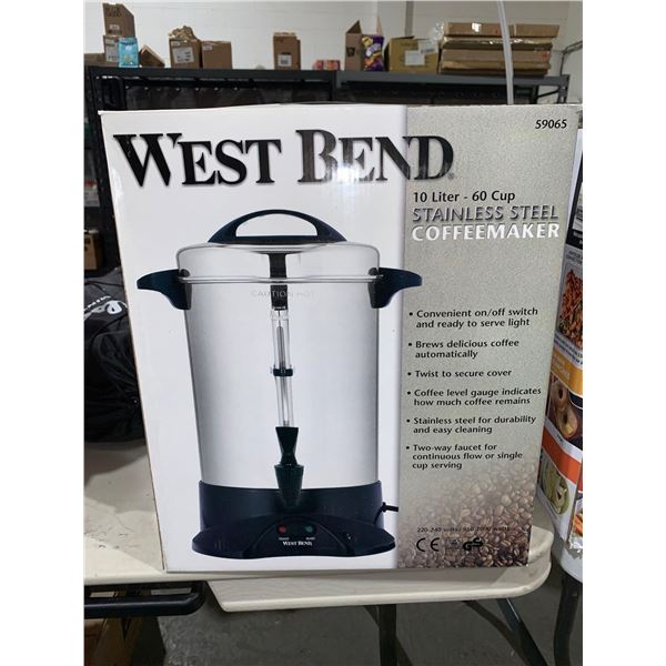 West Bend 10Litre - 60 Cup Stainless Steel Coffee maker