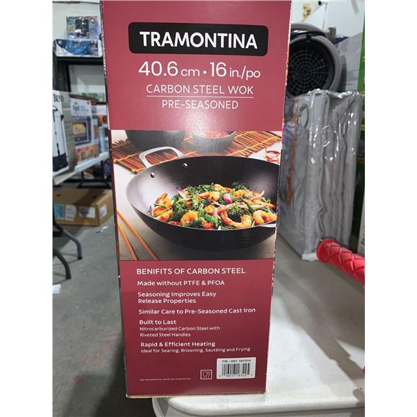 Tramontina Carbon Steel Wok 16" Pre Seasoned