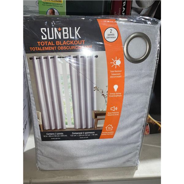 SunBlk Total Blackout Curtains 2 Panels 52"x90"  Bradley Lt Grey