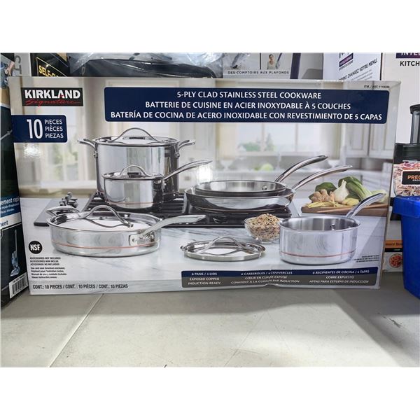 Kirkland 5-Ply Clad Stainless Steel Cookware 10 Piece Set
