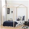 Image 2 : South Shore Sweedi 44.25 in. x 82.75 in. x 72.75 in. Twin House Bed in Natural Wood