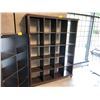 Image 2 : DARK WOOD 60"W X 76"H 20 COMPARTMENT BOOKCASE