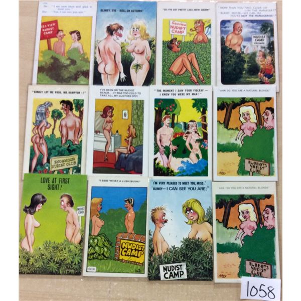 Group of 26 Nudist Nude Comic Postcards