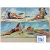 Image 2 : Group of 10 Linen Pin Up Ladies on Beach by Curt Teich Postcards.