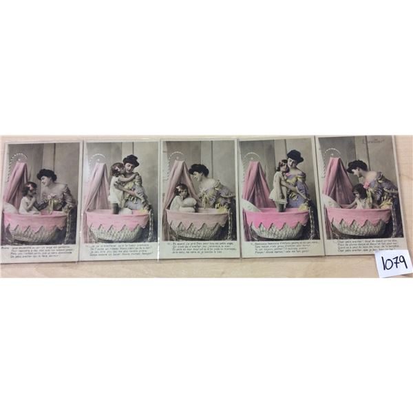 Group of 5 Tinted Photos of Mother & Daughter Postcards