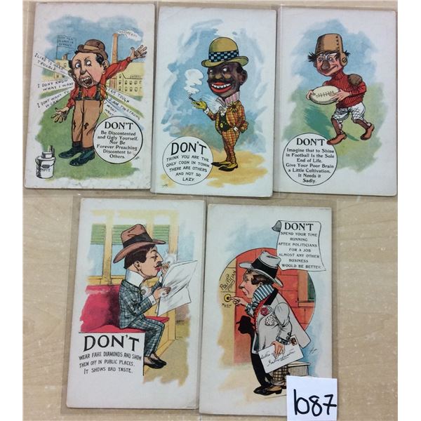 Group of  Don't  Comic Men Humor Postcards 1 Black Americana Card