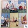 Image 1 : Set of 6 & Wrapper Chinese Junk Ship Postcards