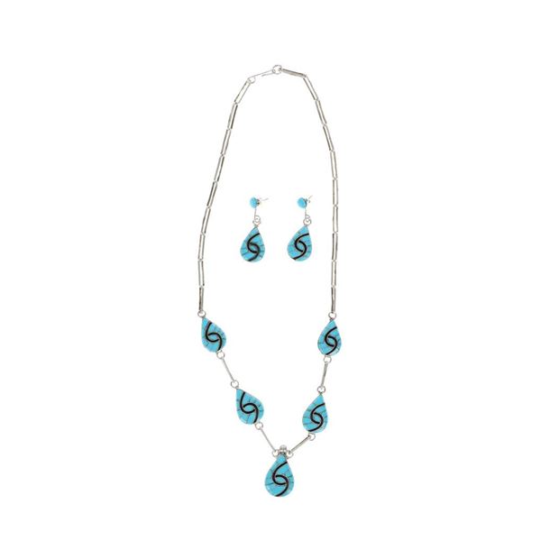 Zuni Turquoise & Sterling Necklace & Earrings