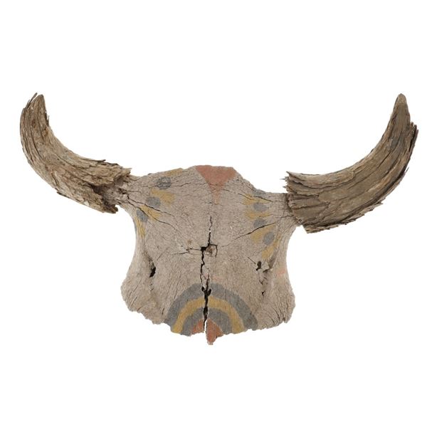 19th C. Plains Painted Occidental Buffalo Skull