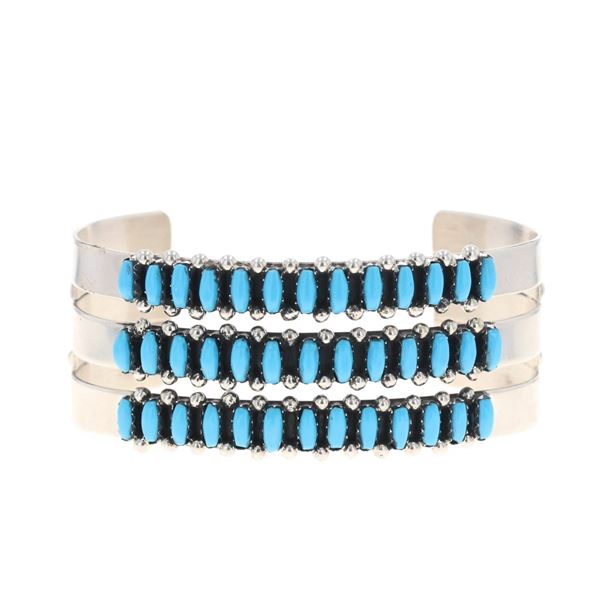 Veronica Martza (Zuni) Needlepoint Turquoise Cuff