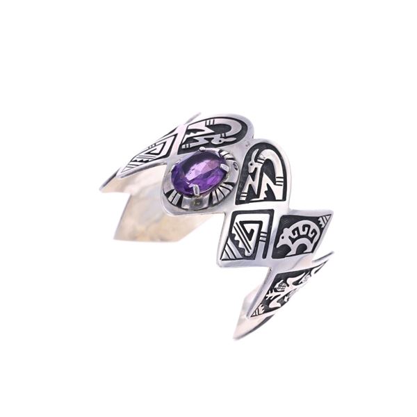 Navajo Cecil Sanders S. Silver Amethyst Bracelet