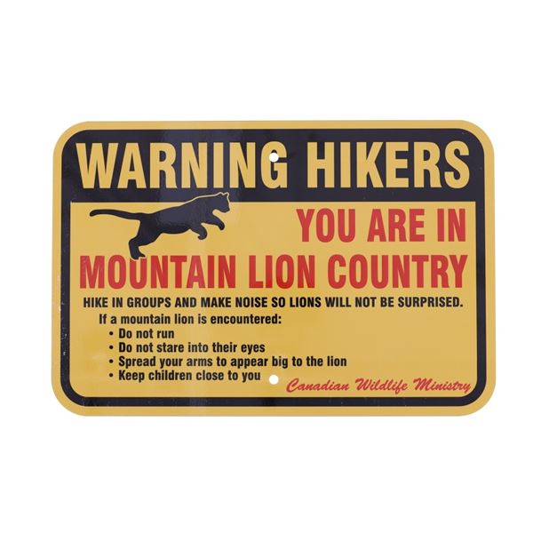Mountain Lion Warning Sign from Canada